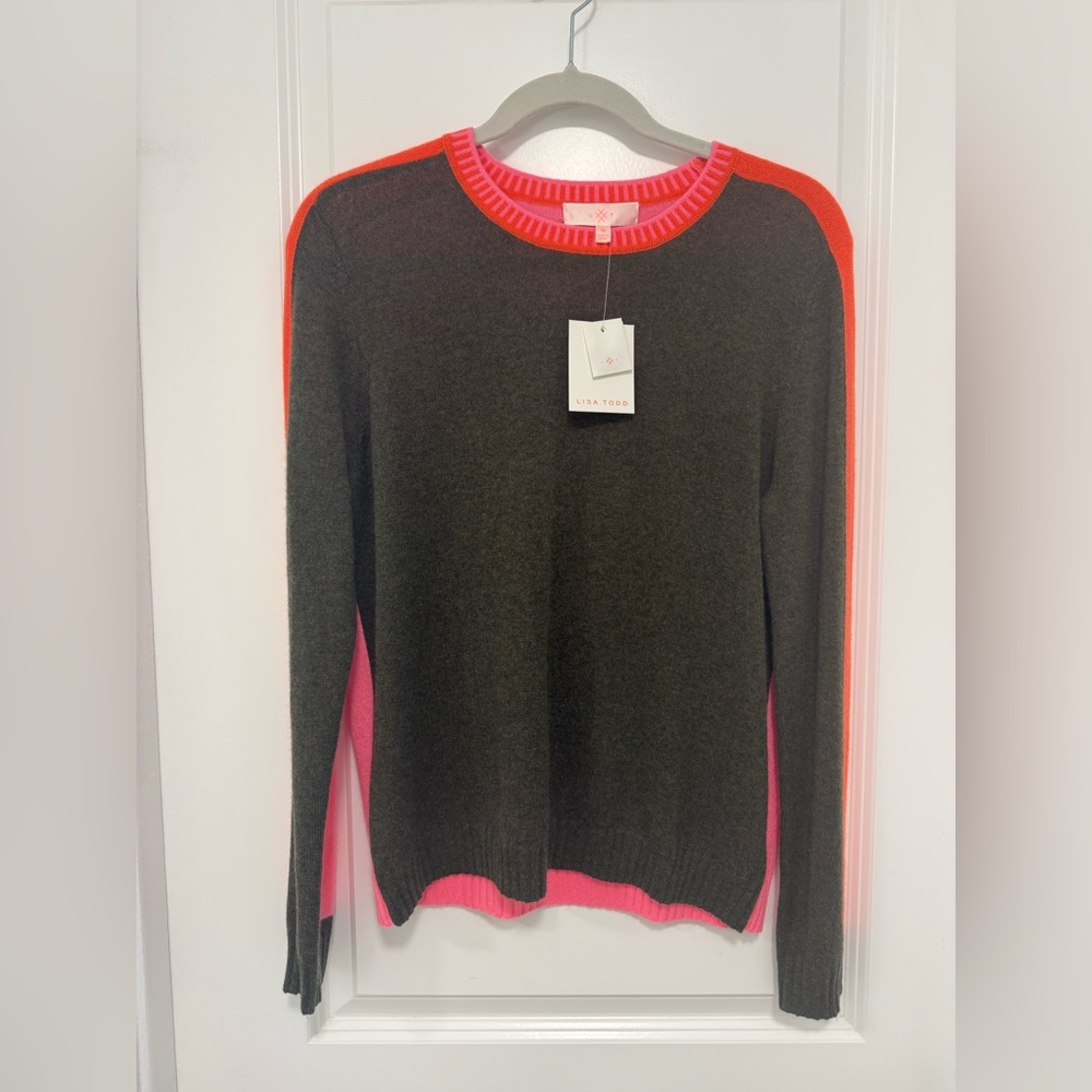 Lisa Todd Pink and Orange Crew Neck Sweater
